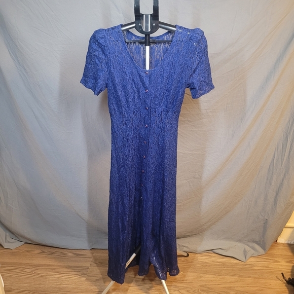Vintage Blue Lace Button-Down Dress from All That Jazz - Picture 6 of 12